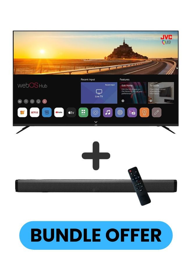 Compare 65Inch Edgeless 4K QLED Quantum Dot WebOS 60Hz Smart TV with Magic Remote, Dolby Audio + 30W 2.0 Channel Soundbar, Bluetooth, HDMI, USB, and Optical Inputs LT65NQ7155+SOUNDBAR LT65NQ7155+SOUNDBAR Black at KSA Price