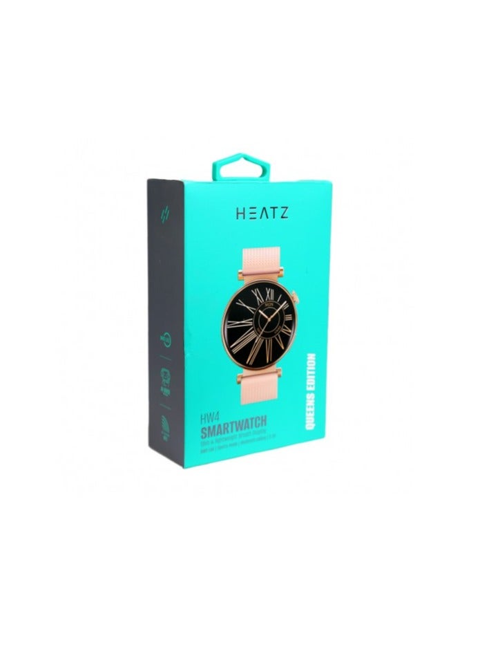 Compare Smart Watch AMOLED Screen IP67 Waterproof Heart Rate Monitor with Gold Metal Strap, Pink Silicone heatz hw4 at KSA Price