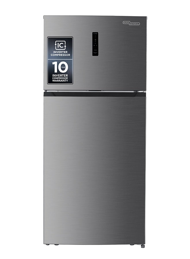Compare 610L Gross & 480L Net Capacity Double Door Top Mount Refrigerator with Inverter Compressor, No Frost, Electronic temperature Control, 3 Adjustable Glass Shelves 480 L SGR615IE Inox at KSA Price
