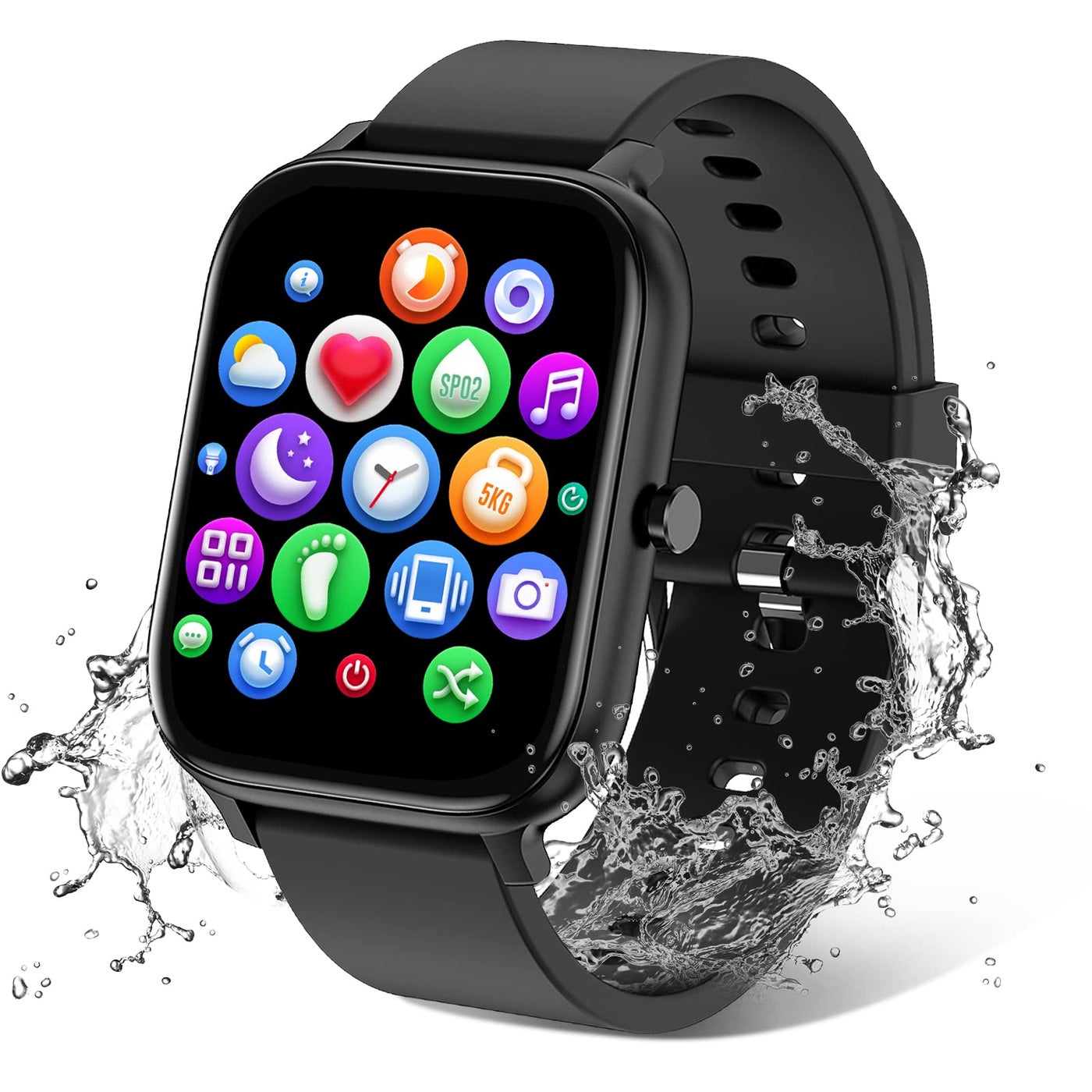 Compare TORJALPH Smart Watch for Men Women Compatible with iPhone Samsung Android Phone 1.69 inch Full Touch Screen IP68 Waterproof Bluetooh Fitness Tracker Heart Rate  Sleep Monitor, Black at KSA Price