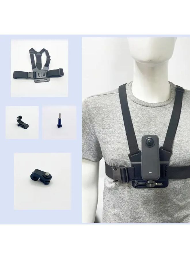 Compare Black Chest Strap Four Piece Set Adjustable Sports Harness with Phone and GoPro Mount at KSA Price