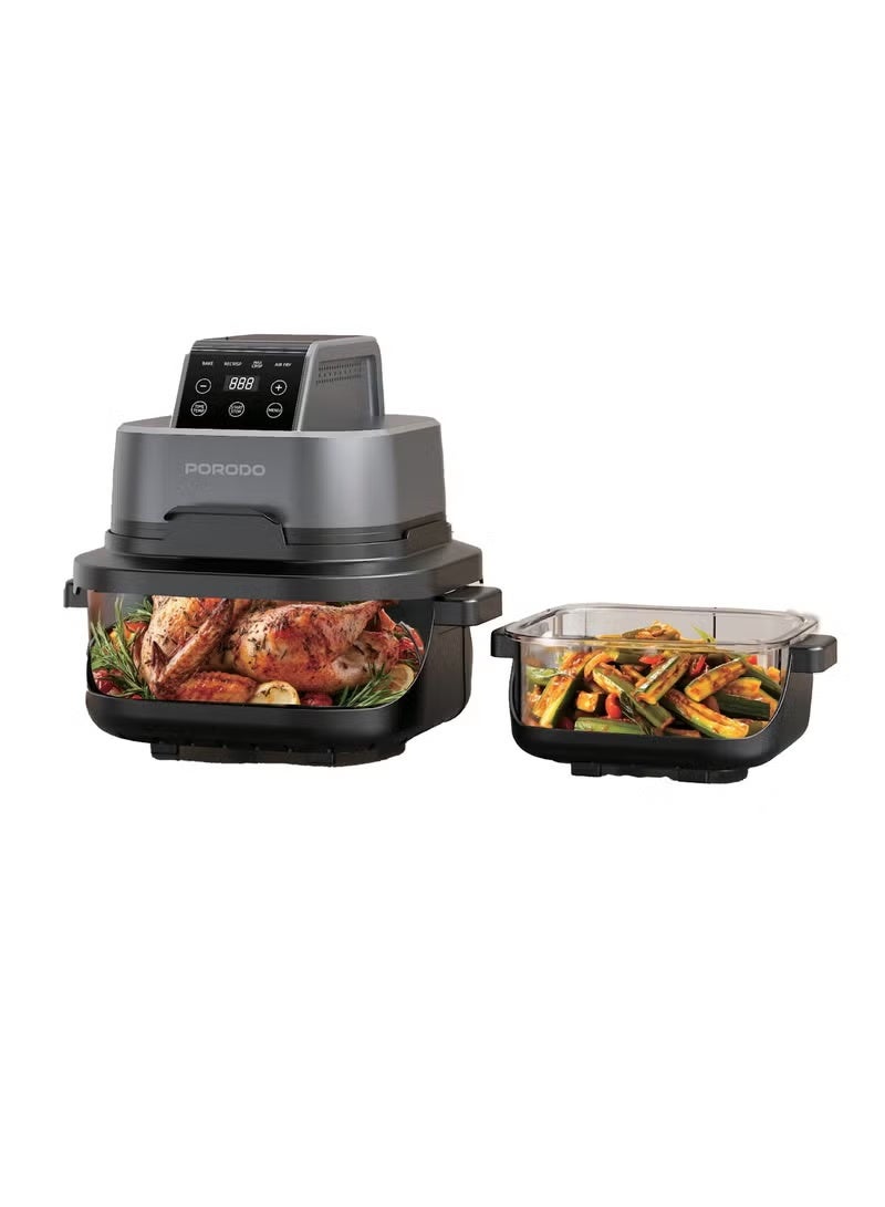 Compare Lifestyle 4in1 Glass Air Fryer 1500W with Dual Pots 4L & 1.5L  Digital Touch Control  6 Preset Modes  360° Turbo Heat Technology  Intelligent Pause Mode  Healthy Air Frying, Baking, & Crisping  Black at KSA Price