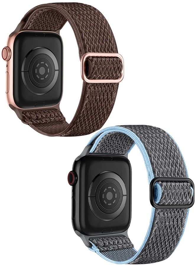 Compare 2 Apple Watch Bands Compatible with 38mm, 40mm, 41mm, Double Loop Adjustable Ripple Pattern Soft Breathable Nylon Bands, Suitable for Men and Women Apple Watch SE Series 9 8 7 6 5 4 3 2 1  Gray, Brown at KSA Price