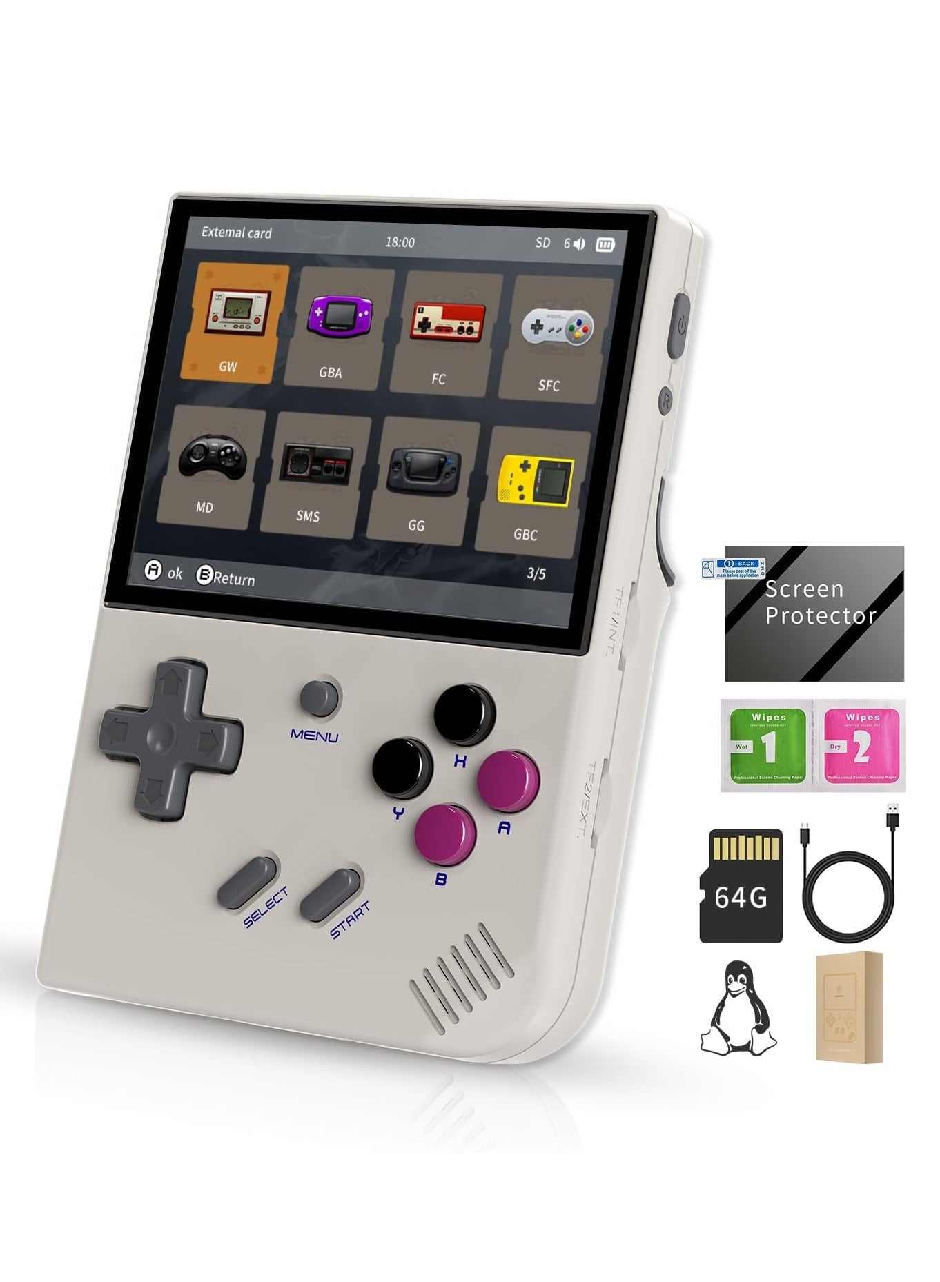 Compare RG35XX Plus Linux Handheld Game Console, 3.5 IPS Screen, PreLoaded 5527 Games, 3300mAh Battery, Supports 5G WiFi Bluetooth HDMI and TV Output 64GB, Grey at KSA Price