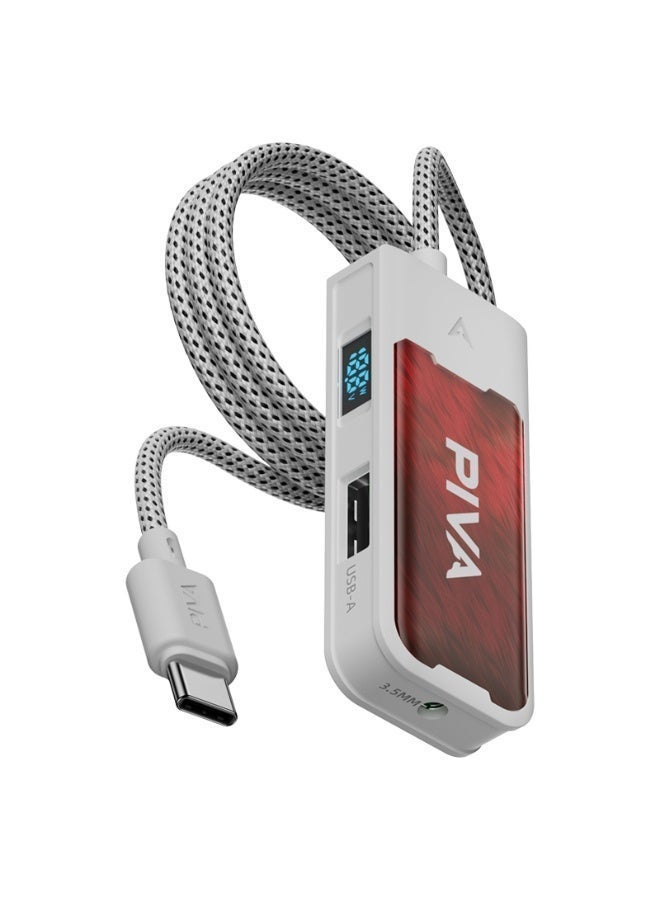 Compare PIVA 4in1 Gaming Adapter & Converter, TypeC to 3.5mm Audio DAC 32Bit384Khz & USB 2.0 Data Transfer Hub, PD 60W Fast Charging with Power Display, 480Mbps HighSpeed, Compatible with RedMagic, iPad, iPhone, Samsung Mobile, L at KSA Price