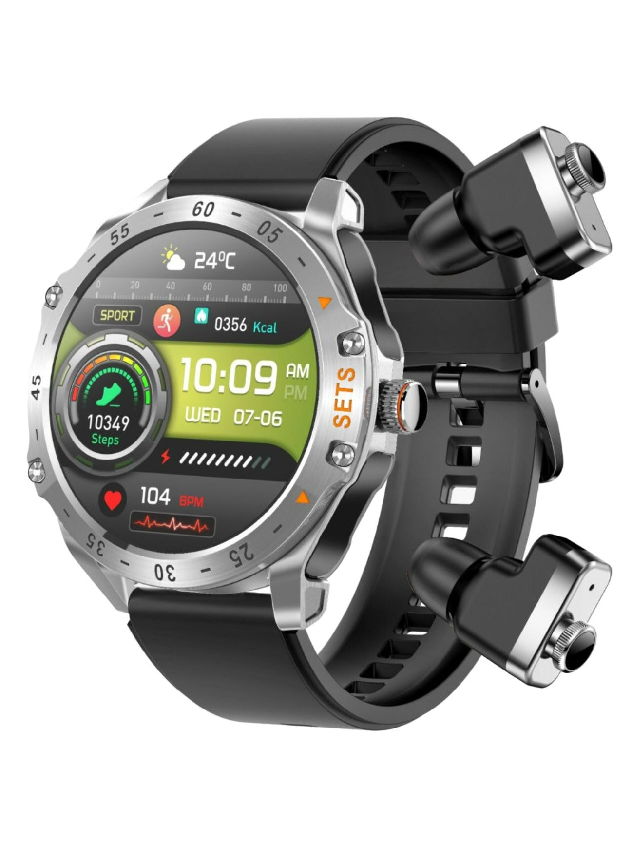 Compare Hype Smart Watch with Wireless Earbuds and Black Leather Band, Compatible with Android 5.0, iOS 10.0 and Above at KSA Price