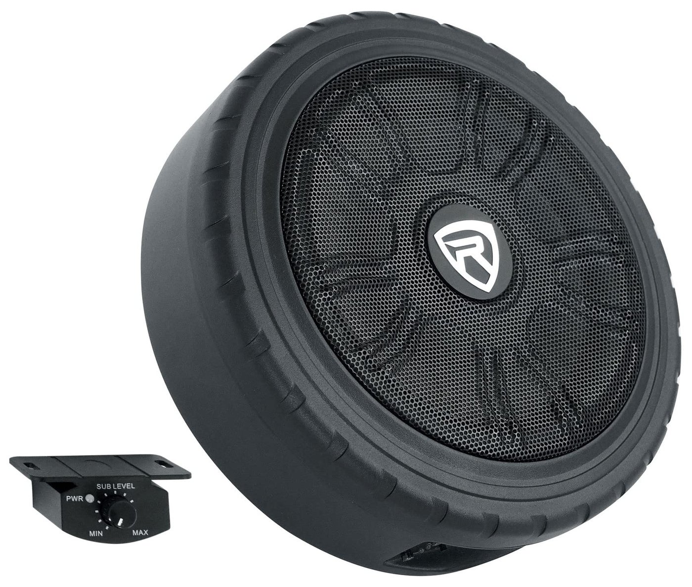 Compare Rockville Wheel of BASS 8 500W Powered Car Subwoofer 4 Ohm Slim Cast Aluminum Design Easy Install Remote Bass Knob for Trucks and Cars at KSA Price