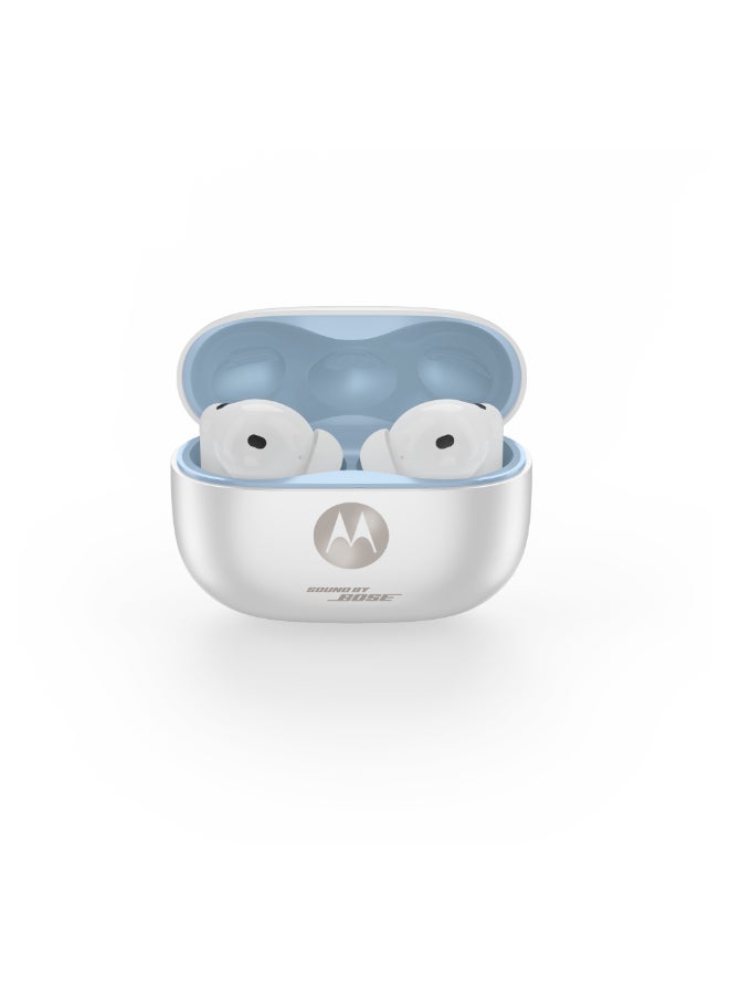 Compare Motorola Buds 2 Plus, Sound by Bose, Wireless BlueTooth Earbuds with Fast Charge, 40 Hours Battery, Dynamic Active Noise Cancellation  Cool White  COOL WHITE at KSA Price