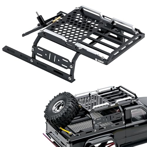 Compare TCRC Aluminum Bed Rack Spare Tire Carrier AntiSkid Plate Board with Colored Reflective Luggage Rope Set for HPI Venture18 Upgrade at KSA Price