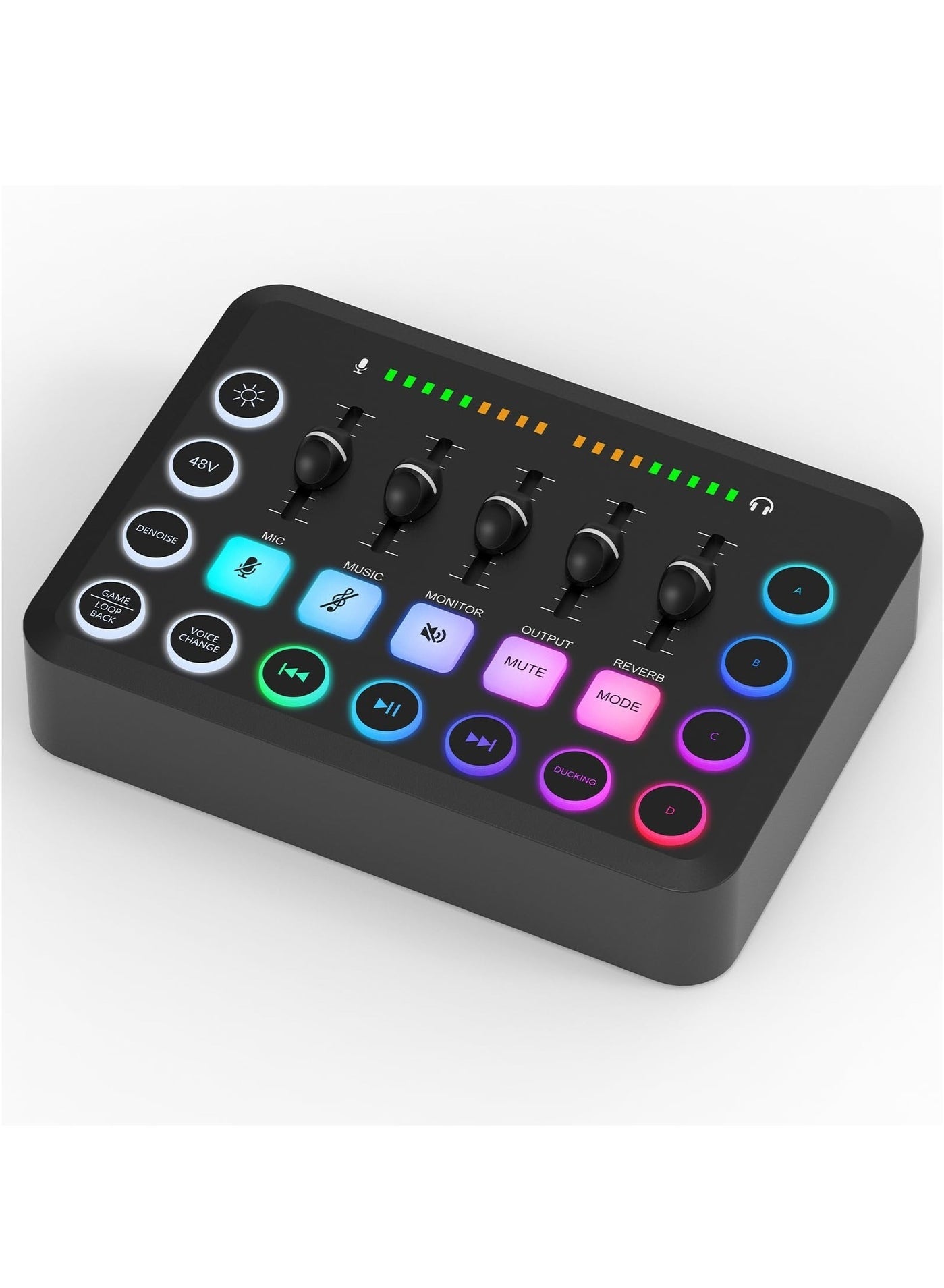 Compare Gaming Audio Mixer, Streaming RGB PC Mixer with XLR Microphone Interface, Individual Control Volume Fader Mute Button 48V Phantom Power for Podcast Recording Vocal Game Voice Black at KSA Price