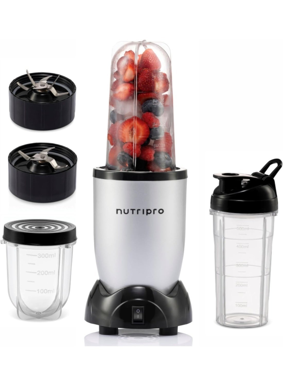 Compare NutriPro Juicer Mixer Grinder  Smoothie Maker  500 Watts 3 Jars & 2 Blades, Silver at KSA Price