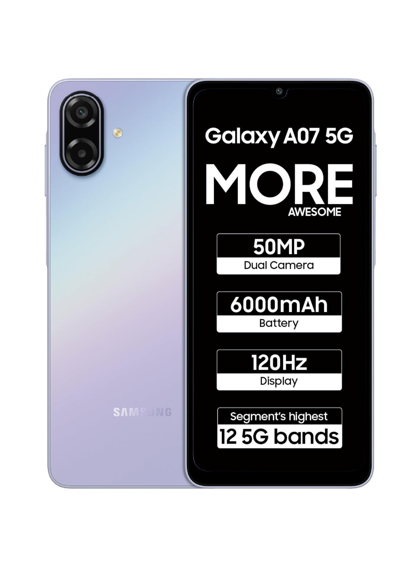 Samsung Galaxy A07 5G Smartphone (Light Violet,…