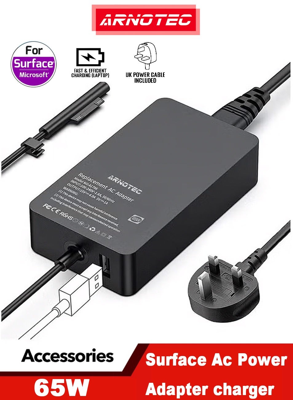 65W Surface Power Adapter Charger, Compatible with…