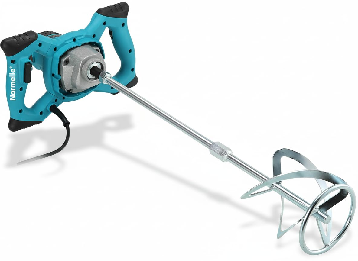 Compare Normelle Electric Mortar Mixer 2100W Concrete Plaster Paint Mixer, Single Paddle Plastering with 6Speed Adjustment, HeavyDuty M14 Rod, Handheld Grout at KSA Price