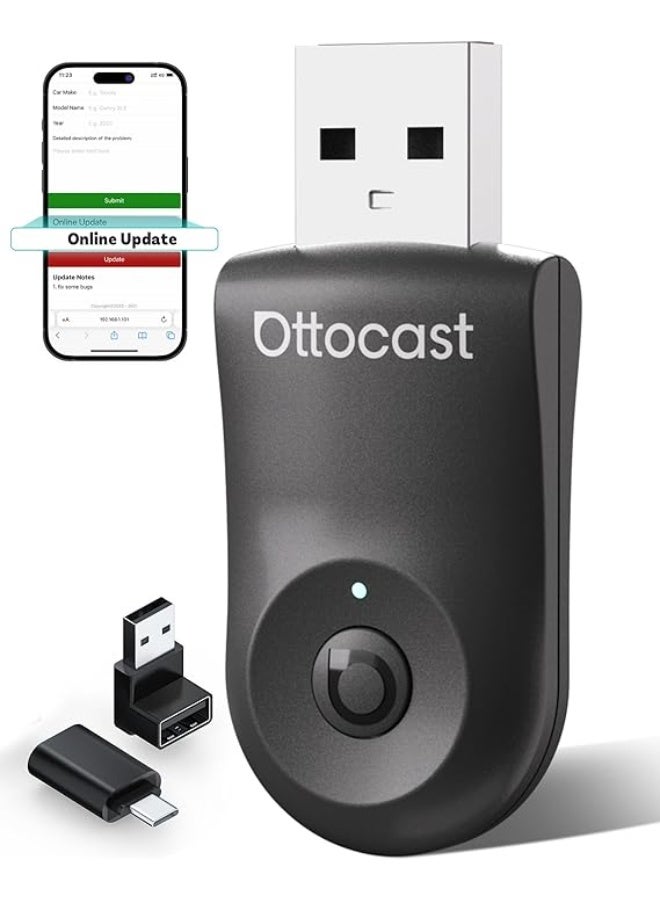 Compare OTTOCAST Mini Dongle 2 in1 Wireless Carplay Adapter for Apple iPhone with GPS Passthrough, Android Auto Car Adapter, Plug & Play, Convert Wired to Wireless Car Play Dongle to USB& USBC, No Delay at KSA Price