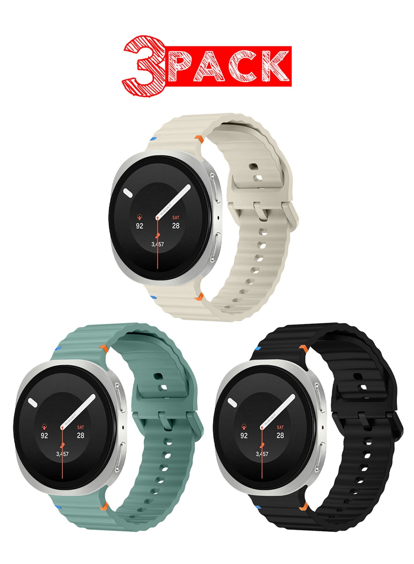 3 PACK Silicone Replacement Strap Compatible with…