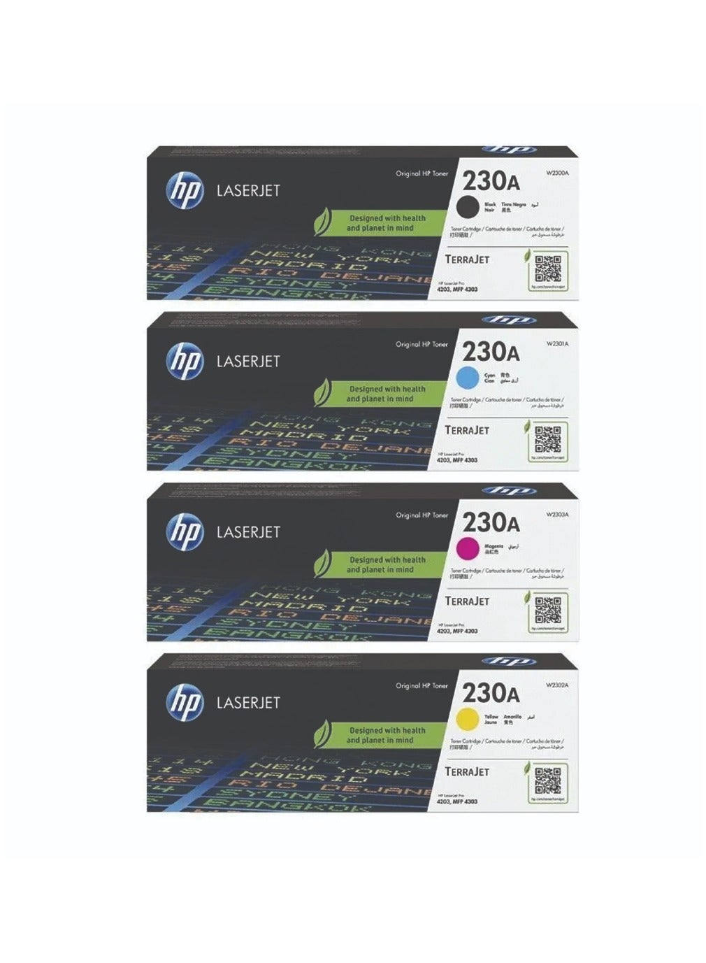 Compare 230A Full Set Original LaserJet Toner For Use Pro 4203, 4303 Black,Cyan,Magenta,Yellow at KSA Price