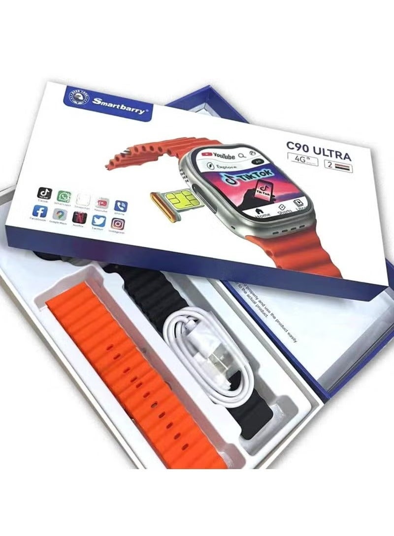 Compare C90 Ultra 4G SIM Smartwatch, 2.2 Inch HD Touchscreen, Dual Camera, 4GB RAM 64GB Storage, GPS, Heart Rate & Oxygen Monitoring, IP67, Wireless Charging at KSA Price