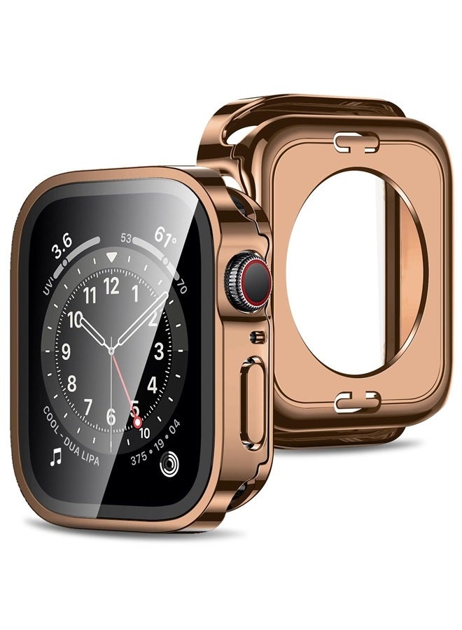 Compare 2 in 1 Case 2Pack Compatible with Apple Watch Series 8 Series 7 45mm with Builtin Screen Protector, Straight Edge Hard PC Full Body Protective Cover for iWatch 45mm, Rose Gold at KSA Price