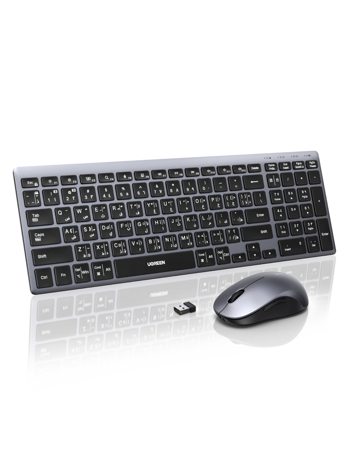 Compare Wireless Mouse & Keyboard Combo Dual Mode Connection EN & AR Input Bluetooth 5.4 Mice Low Latency Rechargeable & Long Battery Life Adjustable DPI Suitable for Mac Os And Windows Grey at KSA Price
