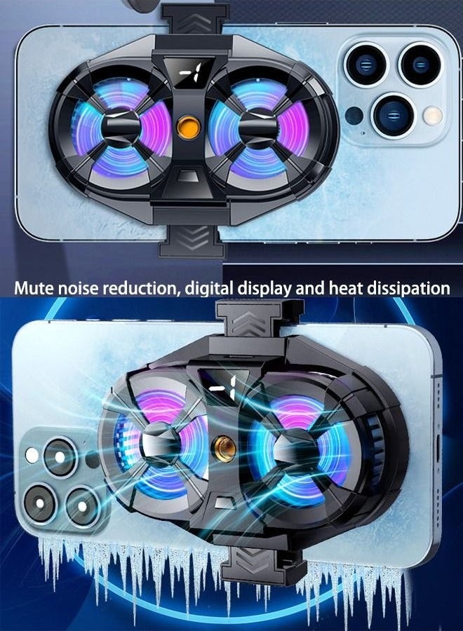 Compare Phone Cooler Cellphone Radiator | Dual Semiconductor Cooling Chip | Mobile Phone Cooling Fan with Digital Display | UltraFast Cooling for Tiktok Live Streaming, Outdoor Vlogging & Gaming at KSA Price