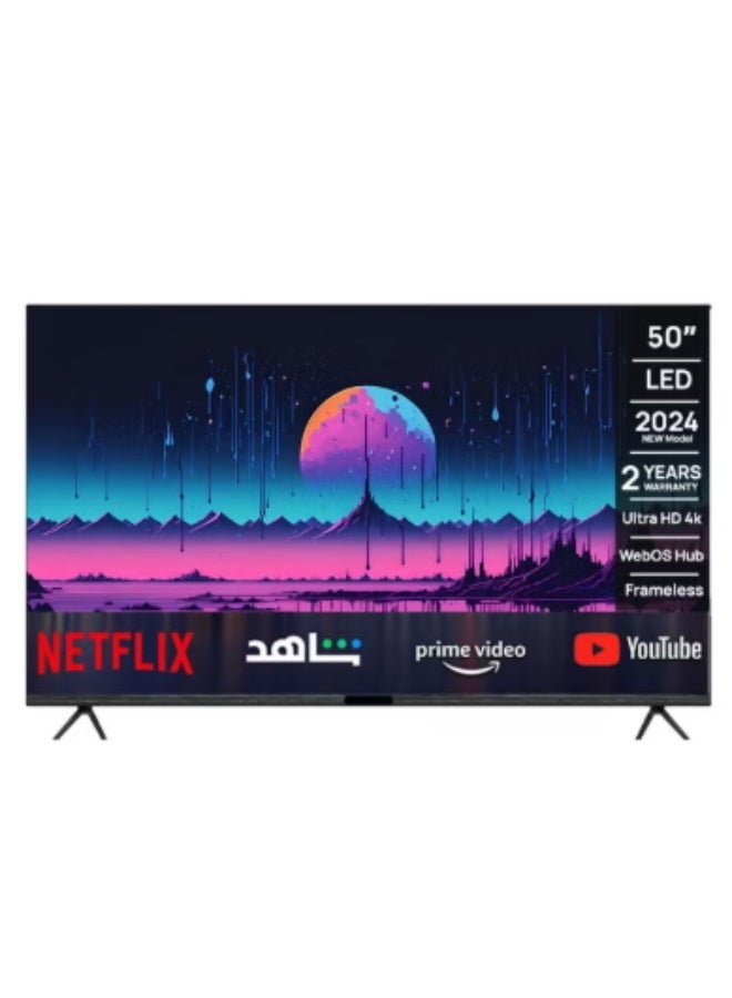 Compare General Gold 50 Smart TV 4K UHD NEW, WebOS Hub, Frameless Design, 2x USB 3x HDMI, Voice Recognition, Bluetooth, Netflix, YouTube, Prime Video at KSA Price
