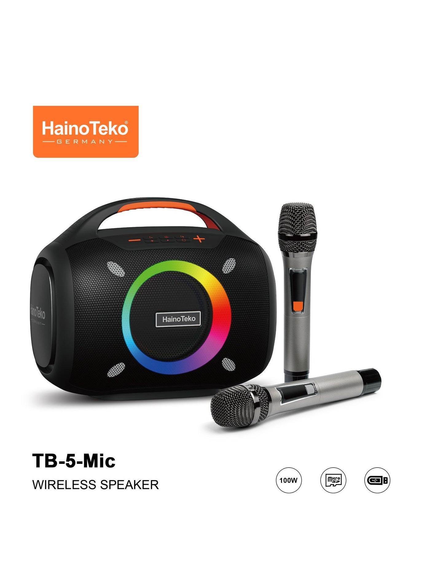 Compare TB5 MIC Wireless Portable Bluetooth Speaker with 2 Wireless Mics at KSA Price