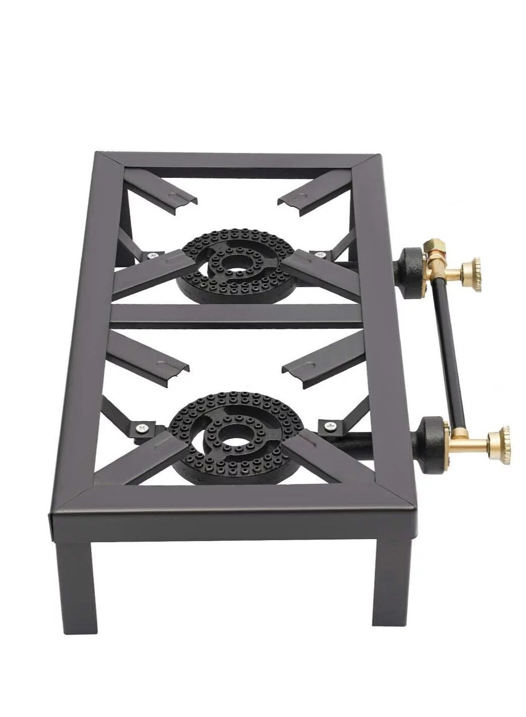 Compare Heavy Duty, Durable Black Cast Iron Gas Burner Stove – 2 Burners – Ideal for Indoor and Outdoor Use – 48x25cm at KSA Price