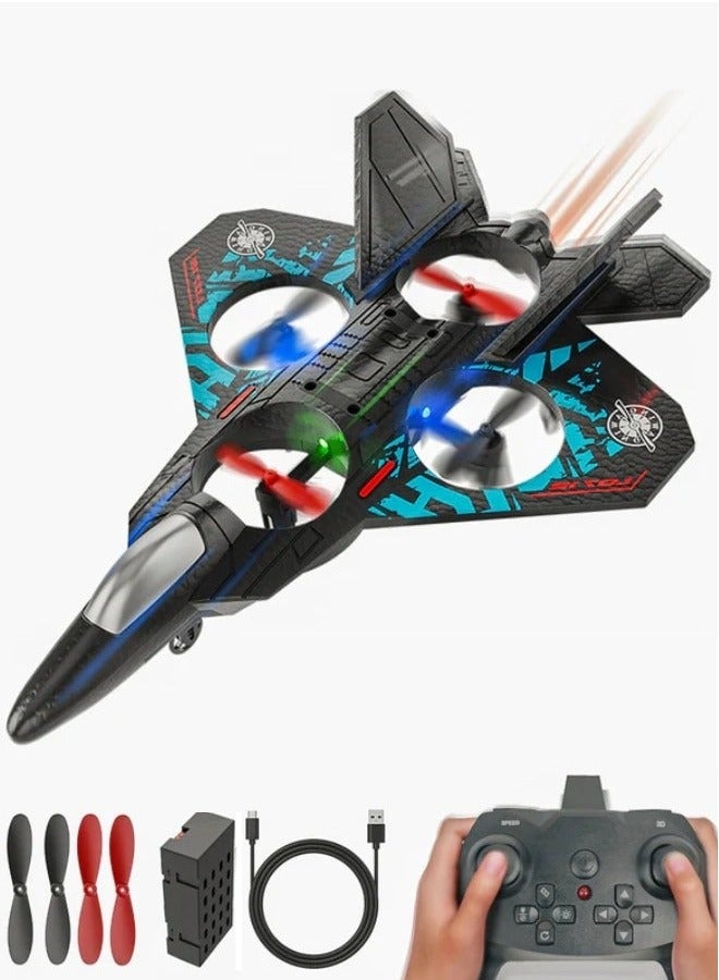 Compare RC Aeroplane 2.4GHz Remote Control Fighter Plane L0712, Quadcopter Toy with Colored LED Lights, USB Charging, OneKey 3D Flip, 360° Stunt, RTF Airplane for Kids, Beginners, Adults at KSA Price