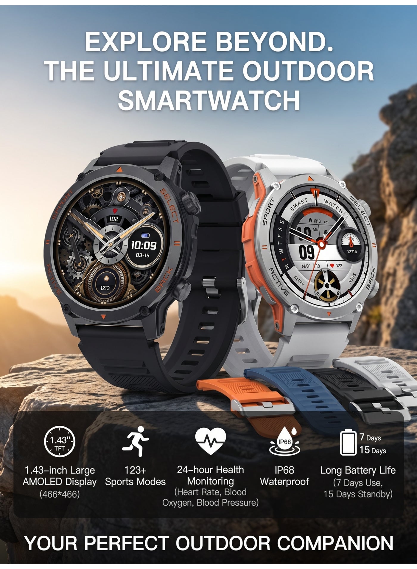 Compare MAXTOK K3 Smart Watch for Men 1.83 HD Large Display with Islamic Prayer Time Alerts, Bluetooth Calling, 123+ Sports Modes, Heart Rate & SpO2 Monitor, 15Day Battery, IP68 Waterproof for iOS Android  Matte Black at KSA Price