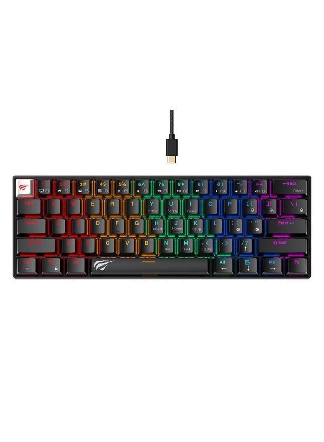 Compare HAVIT KB903L Gaming Keyboard, 61Key Compact Mechanical Keyboard with RGB Backlit, AntiGhosting, Detachable TypeC Cable, 60% Gaming Keyboard  Black at KSA Price