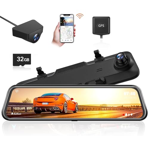 Compare WOLFBOX G840H 12 Mirror Dash Cam with ADAS and BSD, 2.5K Rear View Mirror Camera Front and Rear, 5.8GHz WiFi, Voice Control, Parking Monitor, Included 32GB Card & GPS, Loop Recording at KSA Price