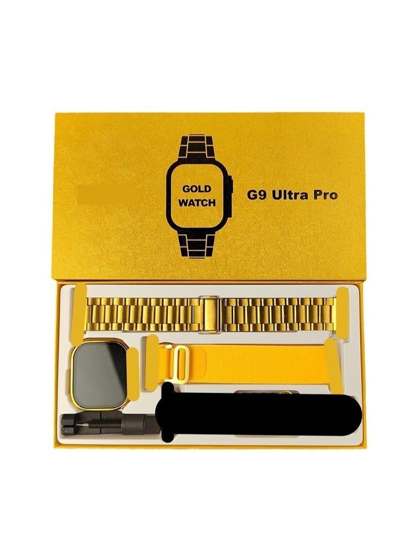 Compare Original G9 Ultra Pro Gold Smartwatch Series 9 – NFC & Bluetooth Call Enabled – Stainless Steel Body with Wireless Charging – Advanced Fitness Tracker & Smart Notifications at KSA Price