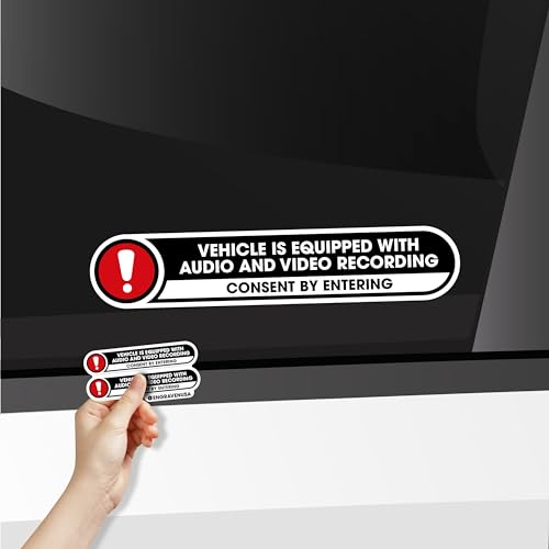 Compare Vehicle is Equipped with Audio and Video Recording Stickers Recording Device in Car Sticker Signs in Car Camera Recording 2 Small Stickers Glossy 5x1 Inches Outdoor Vinyl Stickers Small at KSA Price