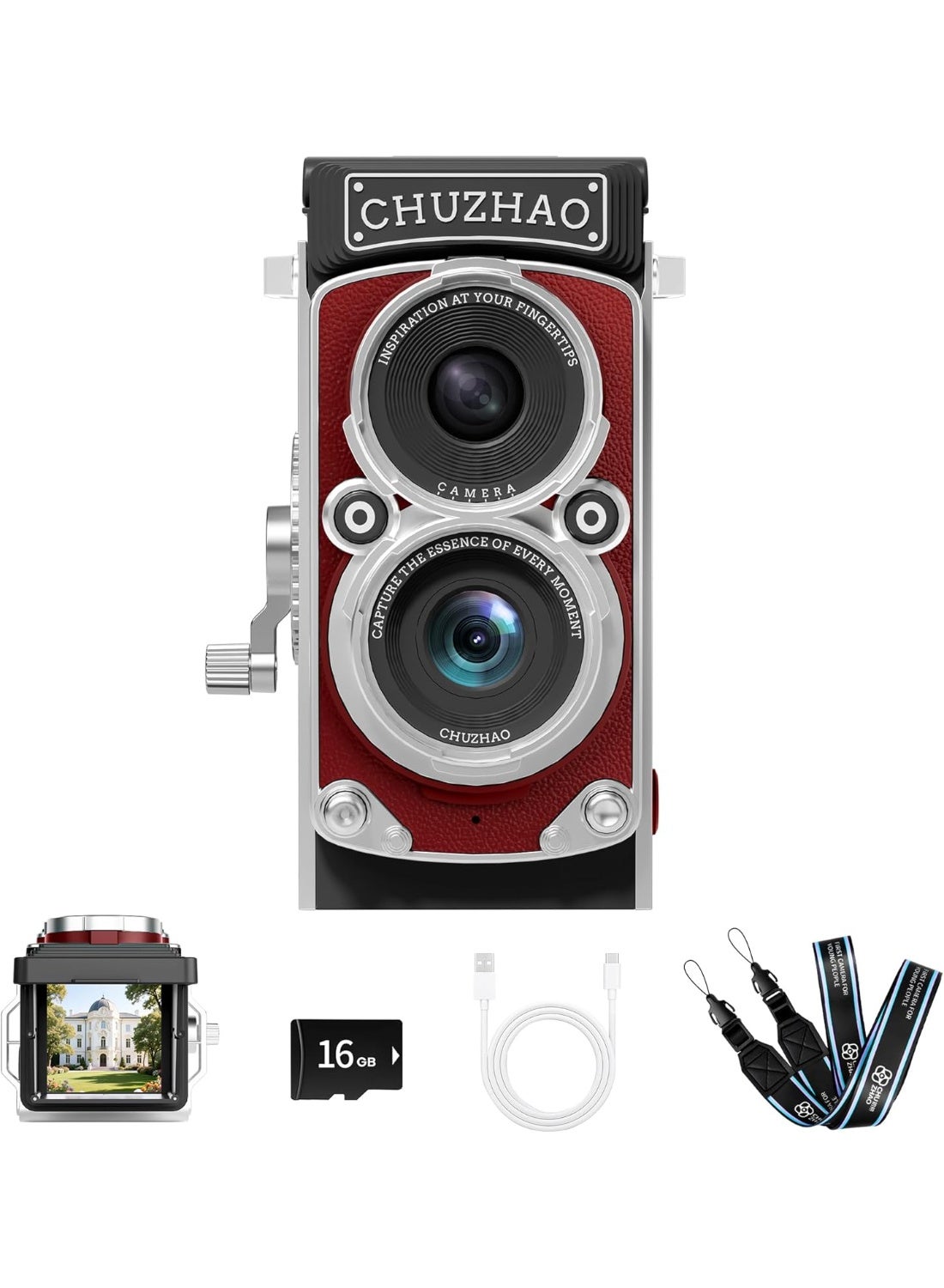 CHUZHAO Vintage Mini Digital Camera, Portable TLR…