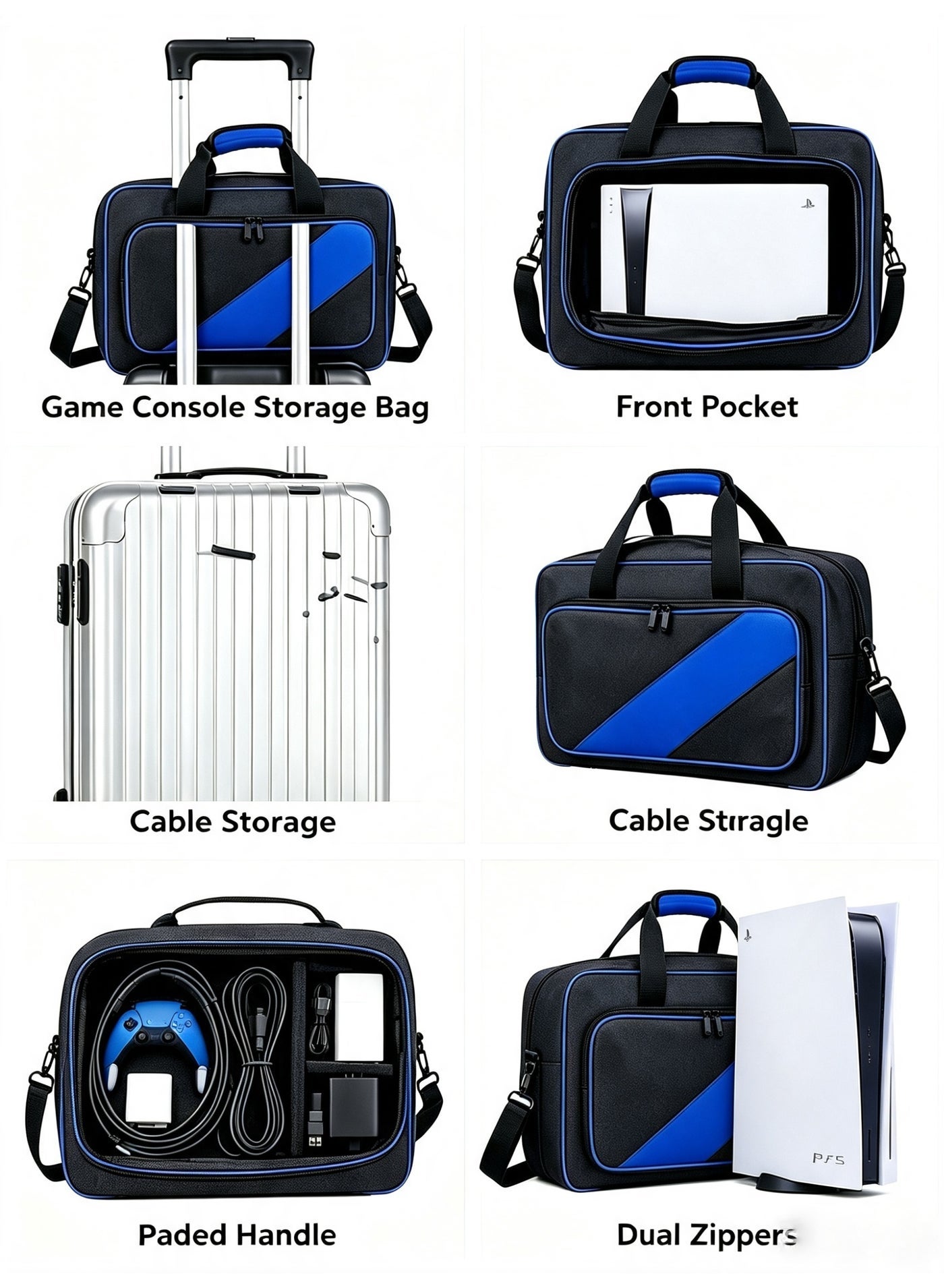 Compare PS5 Console Carrying Bag with Shoulder Strap and Handle – BlackBlue at KSA Price