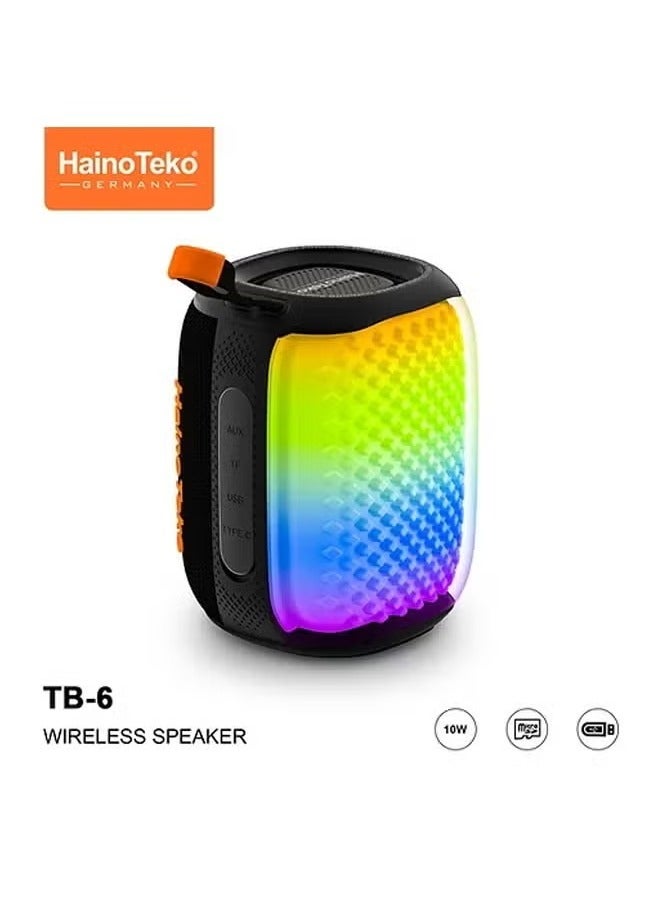 Compare TB6 Portable Wireless Bluetooth Speaker with RGB Lighting, 10W Output Power, MultiFunctional Button Control, Black – Stylish Sound Experience at KSA Price