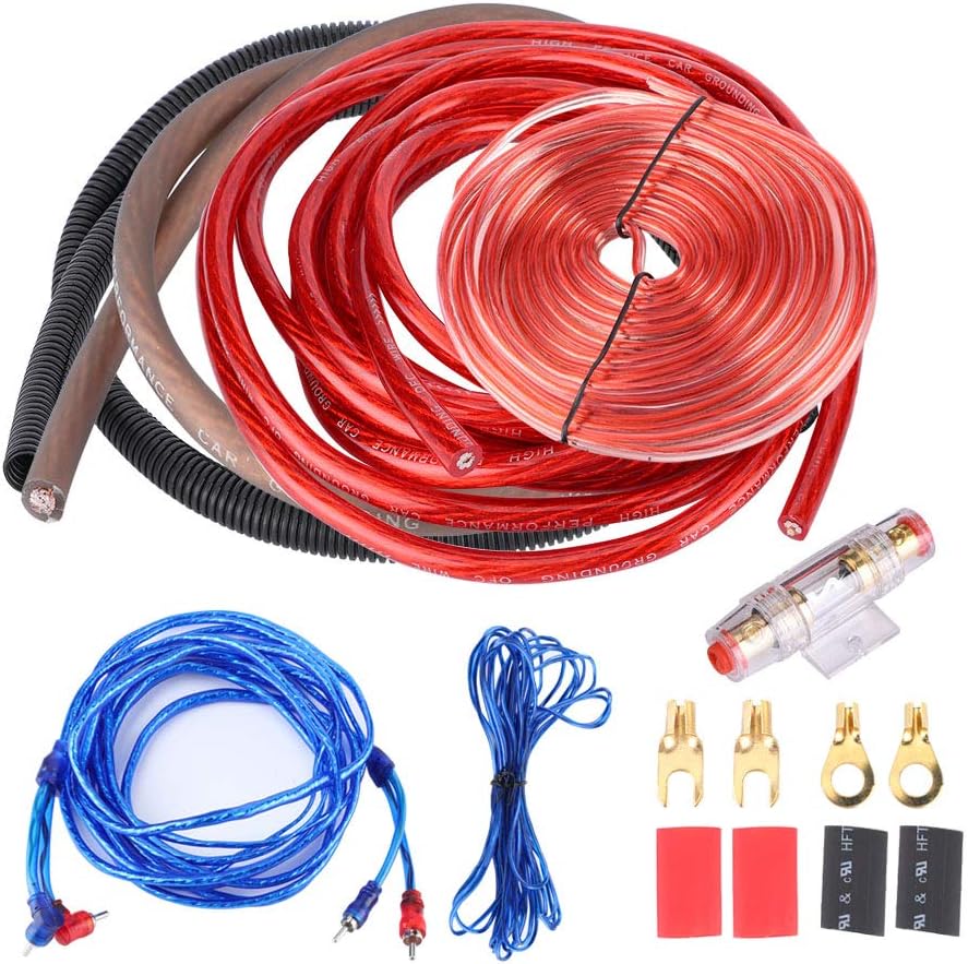 Compare Vehicle Subwoofer Wiring Kit, Vehicle Sound Box Connected Amplifier Wiring kit, 4 Guage 2800W Car Audio Subwoofer Amplifier Speaker Installation Wire Cable Kit Fuse Suit at KSA Price