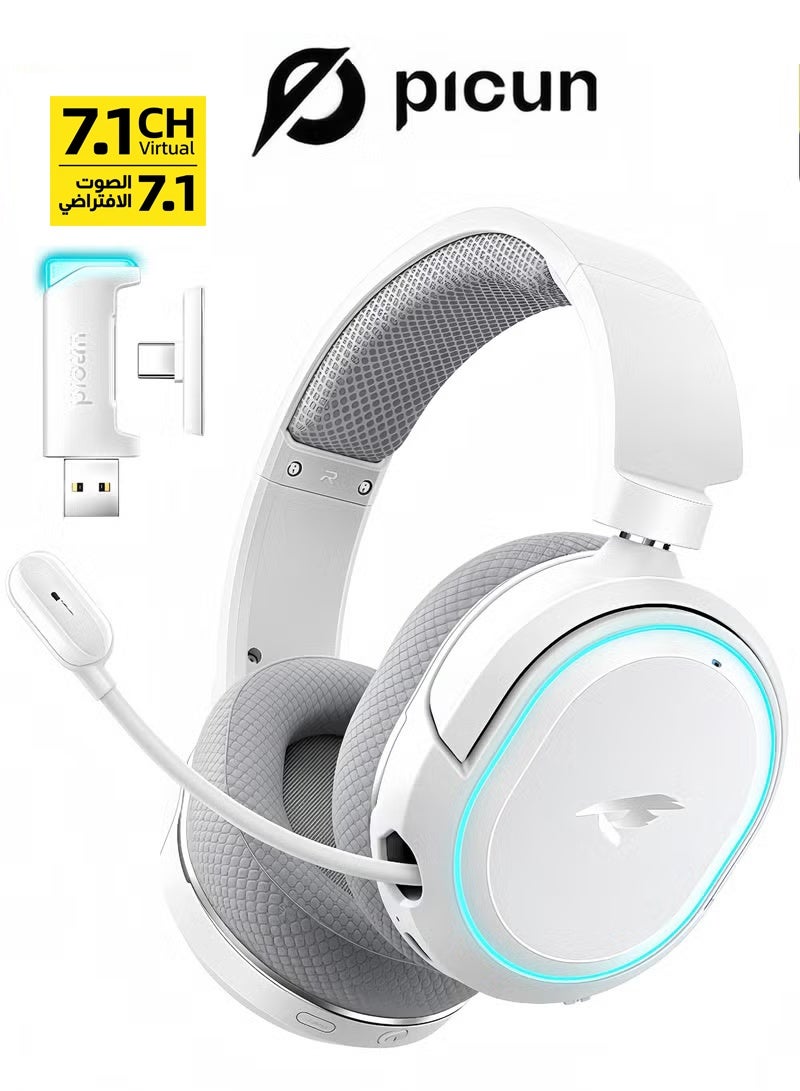 Compare Picun G2 Wireless Gaming Headset, 7.1 Surround Sound, 2.4GHz USB Gaming Headphones with Bluetooth 5.4, 100H Battery, ENC Noise Canceling Mic, RGB Light, Wireless Headset for PC PS5 PS4 Mac Switch at KSA Price