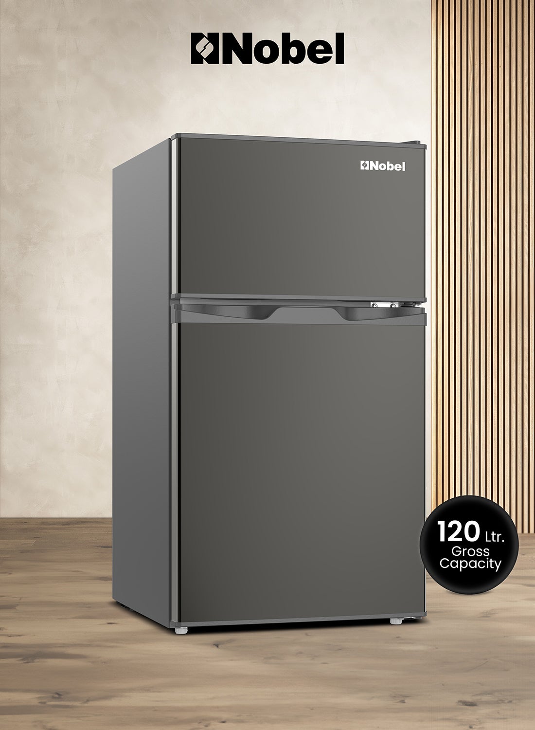 Compare Double Door Refrigerator 120L Gross  85L Net Defrost Fridge with Mechanical Temperature Control, Vegetable Crisper, Dark Silver  1 Year Warranty NR120S Dark Silver at KSA Price