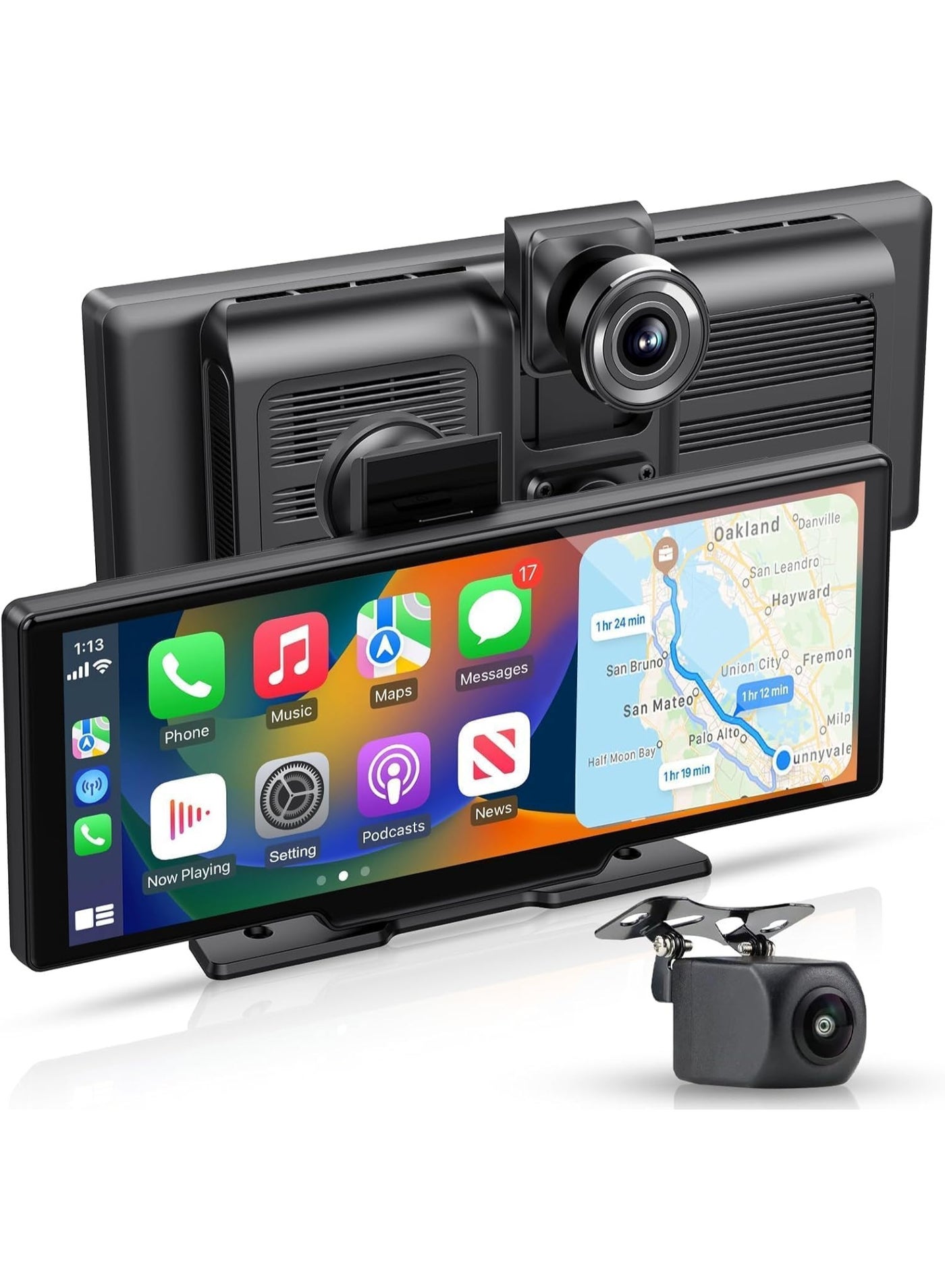 Compare 10.26Inch Portable Wireless CarPlay & Android Auto Display, Universal 4K Dash Camera with 1080P Backup Camera, GPS Navigation, Touchscreen Car Stereo, ADAS Safety Alerts, FM Transmitter at KSA Price