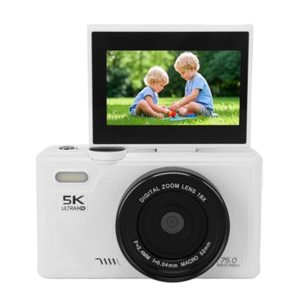 Compare Upgraded 4K UHD Camera, Compact Digital Camera for Photography, Portable 13MP Retro Digital Cam  3in Flip Screen, 18X Digital Zoom, Auto Focus for Teens Students White at KSA Price