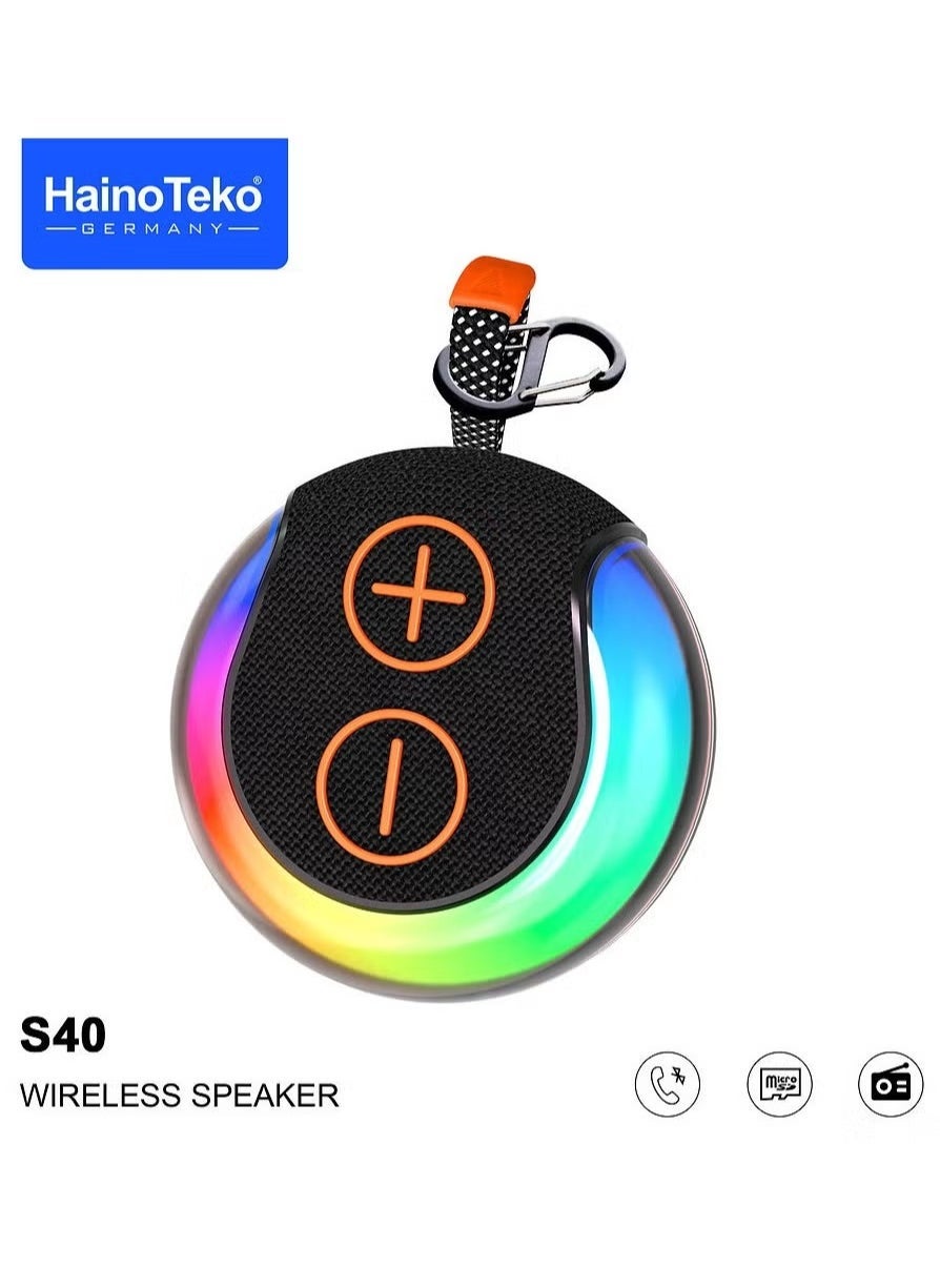 Compare S40 Portable Wireless Bluetooth Speaker with HiFi Sound Quality, Button Control & RGB Lighting – Black at KSA Price