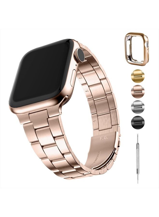 Compare No Tools Needed Compatible Apple Watch Band 414544404238mm, Stainless Steel iWatch Band with Case for Apple Watch Series 87654321SE2SE, 41mm 40mm 38mm Rose Gold at KSA Price