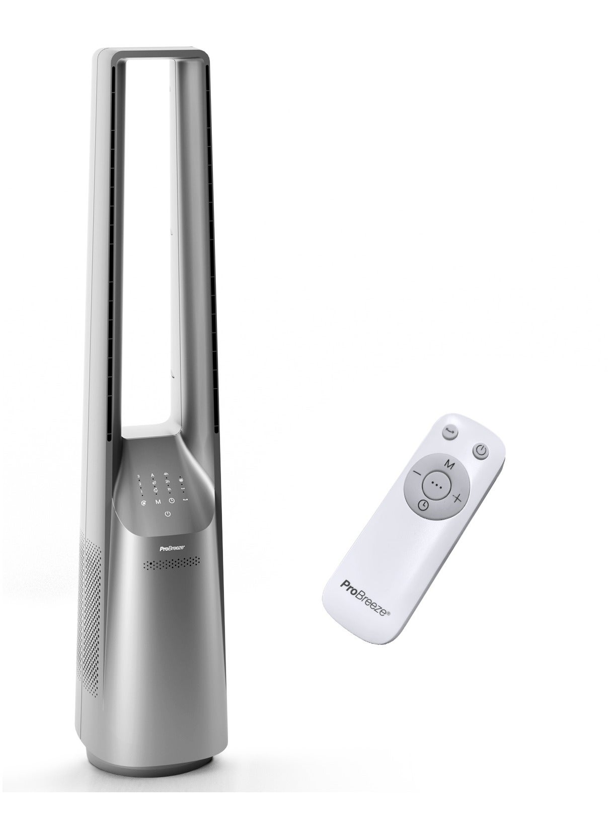 Compare 40 Inch Bladeless Tower Fan , Ultra Quiet Standing Portable Air Circulator with Remote Control, Timer, Led Display and 10 Speeds Silver at KSA Price