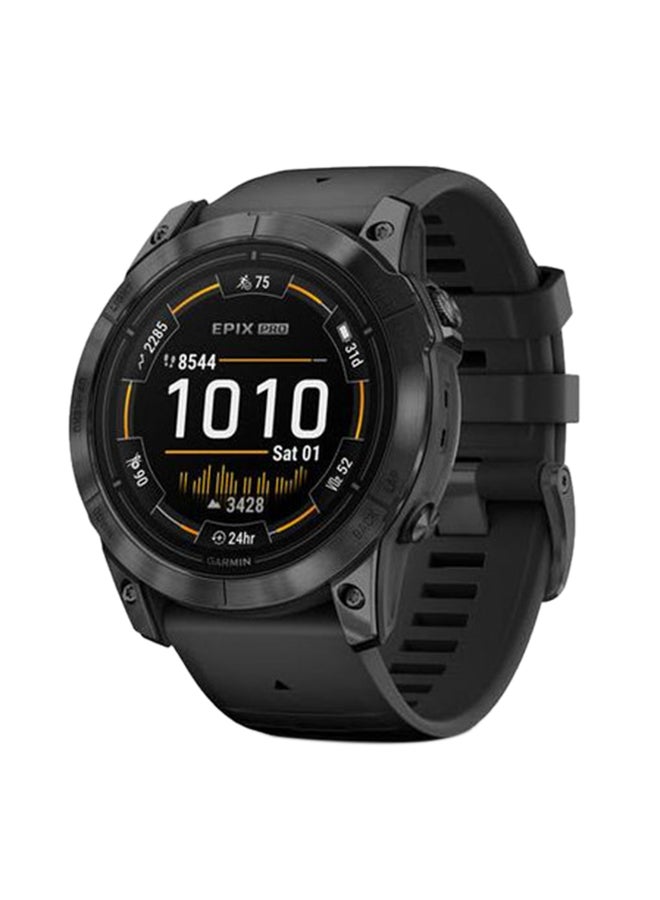 Compare Epix Pro Gen 2 Standard Edition  51MM  Up To 31 Days Battery Life  1.4inch Amoled Display, Scratch Resistant, Corning® Gorilla® Glass, Heart Rate Monitor, All Day Stress Monitor, Advanced GPS Features, Advanced Golf Features, Super Bright LED Flashlight, iOS and Android Compatible Slate Gray with black silicone band at KSA Price