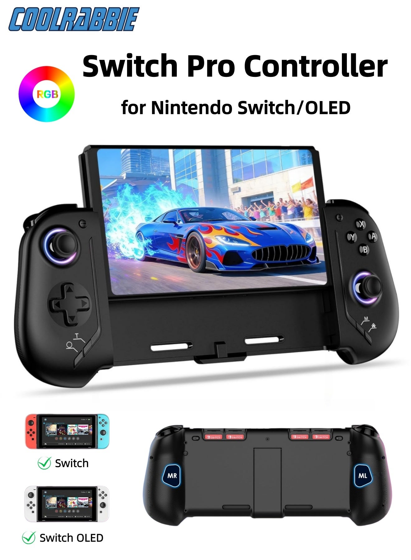 CoolRabbie RGB Switch Game Controller Compatible…