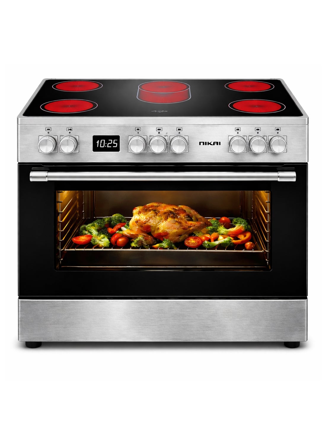 90x60cm Electric Cooker with Ceramic Glass Hob, 5…