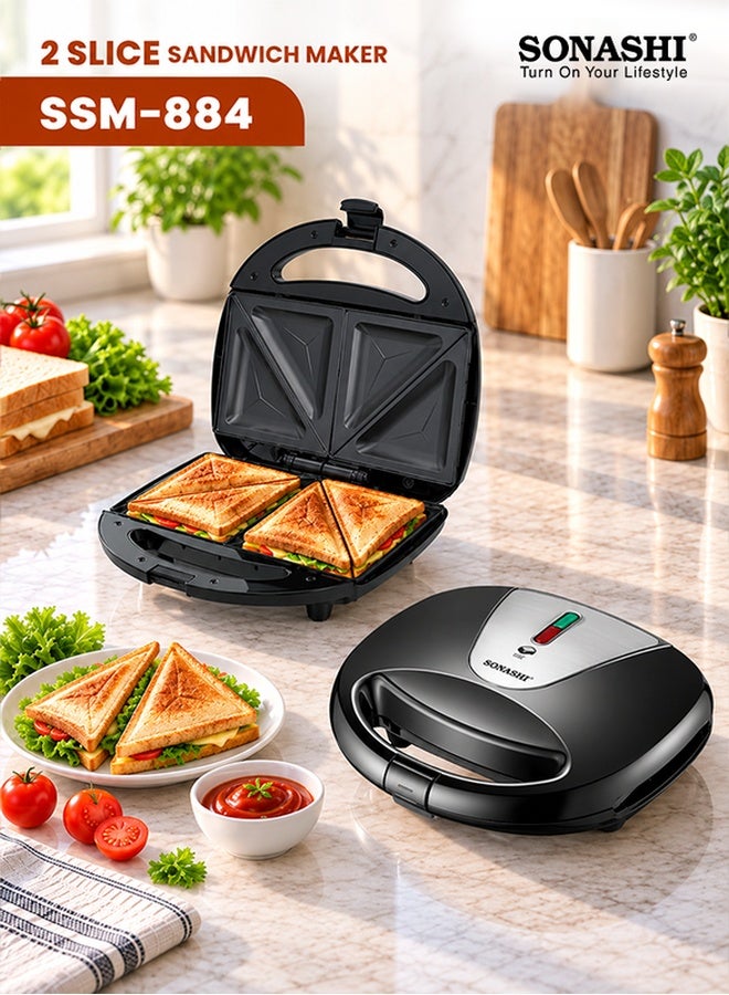 2 Slice Sandwich Maker with Non-Stick Plates |…