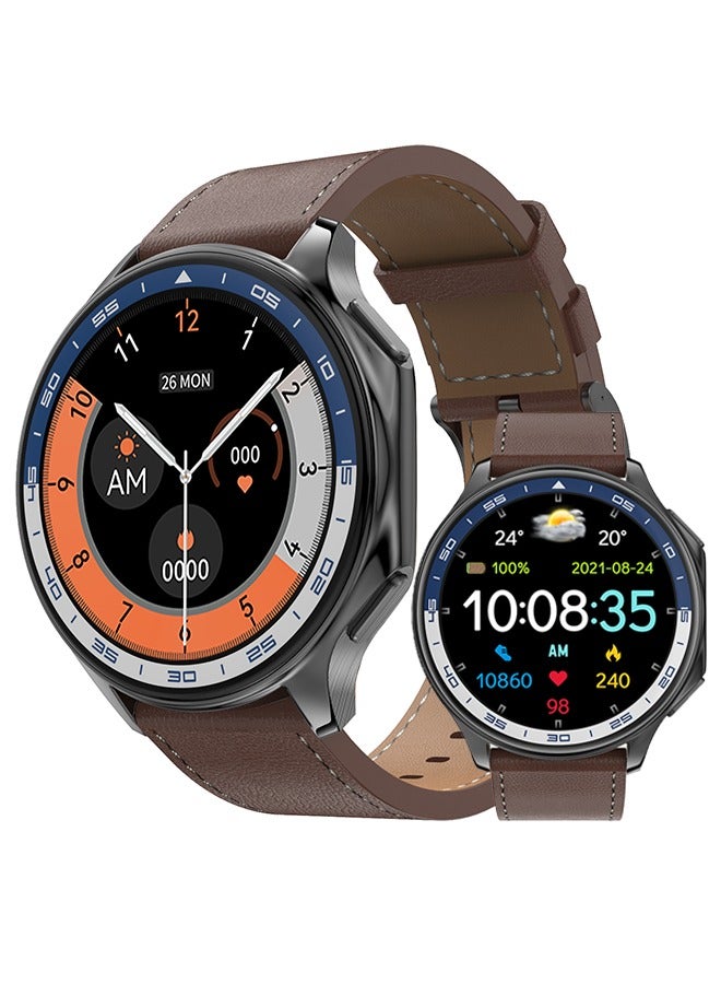 Compare Mens smart watch 1.43 AMOLED HD screen Bluetooth call activity tracker heart rate monitor IP68 waterproof compatible with Android and iOS, sports and fitness watches?Watch DT watch X Brown Belt at KSA Price